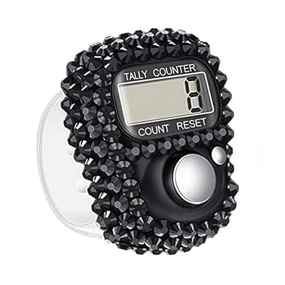 Electronic Finger Tally Counter Clicker Counter,Convenient Portable Digital Display Tally Counter,Resettable Mini Lap Counter for Golf Goods Counting Accessories,Track and Field Lap Counters - color: Black