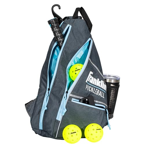 Franklin Sports Pickleball Bags - Sling Bag Backpack for Gear + Equipment - Men + Women - Holds Paddles, Balls + Accessories - color: Gray/Blue