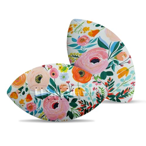 American Football, Official Size 11.9 x 7.3 Inch, Premium Composite Leather High-Grip Ball with Pro-Style Lacing, Unique Prints for Training, Games & Gifts - color: Art Color Flowers