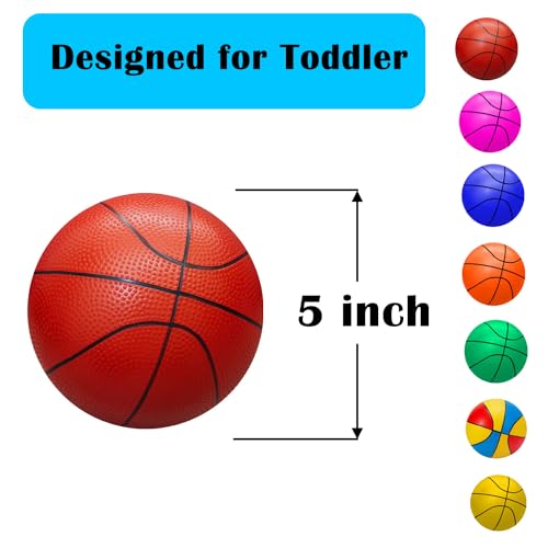 ABAJI Mini 3 Pack 5 inch Toy Basketballs Ball Pump Needle Rubber Material Mini Hoop Toddlers Kids Teenagers Swimming Pool Indoors Outdoors - color: 3 Orange Basketballs