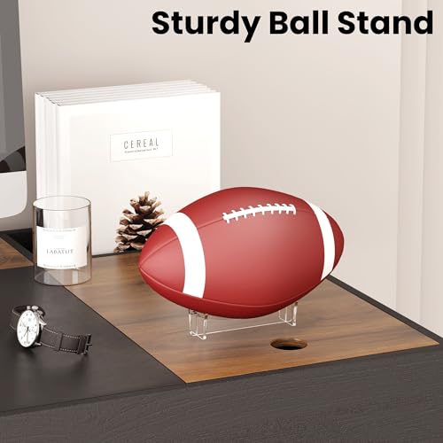 Football Stand 3-Pack, Acrylic Display Stand for Football, Rugby Ball and Memorial Sports Gloves, Ball Display Holder for Storage and Displaying - size: Football Stand (5.9x3.5x1.3 inch)