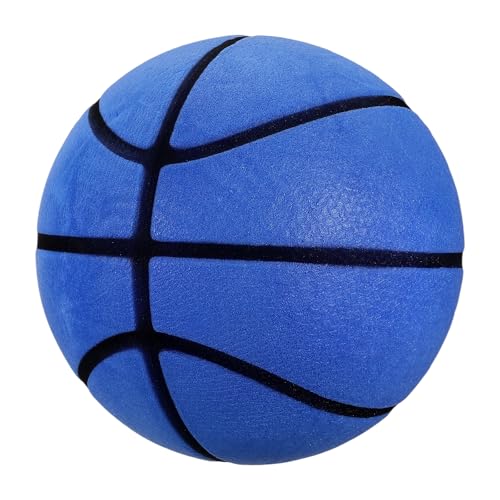 Silent Basketball, Quiet Basketball High Density Foam No Noise Sculpted Groove Bouncing Ball with Net Bag - color: Blue, size: 9.4 Inch