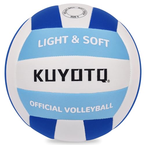 KUYOTQ Soft Indoor Volleyball for Indoor Practice Super Soft and Light Safe Sport Gear Fabric Volleyball for Kids Youth Adult Beginners, Perfect for House Yard Training Games