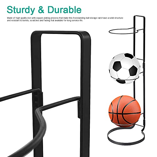 Basketball Ball Storage Rack, 3 Tier Cube Ball Storage Holder, Freestanding Garage Sport Equipment Organizer Innovative Indoor Removable Vertical Display Stand for Volleyball Football Basketball