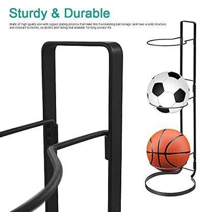 Basketball Ball Storage Rack, 3 Tier Cube Ball Storage Holder, Freestanding Garage Sport Equipment Organizer Innovative Indoor Removable Vertical Display Stand for Volleyball Football Basketball