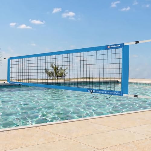 Reinforced Anti-UV Replacement Pool Volleyball Net Only with Scoring Clamps, 15 ft Net - Easy Set Up and Long Lasting - style: pool volleyball net only