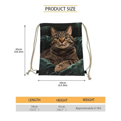 Mumeson Cat Print Drawstring Backpack Kids Girls School Shoulder Sport Sackpack Women’s String Bag for Cat’s Lover - color: Cat