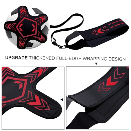 Soccer Training Equipment Football Kick Solo Trainer Adjustable Waist Belt Elastic Rope, Aids Hands Free Throw Sole Practice Fits Ball 3, 4, 5 and Volleyball Rugby (Red) - color: Red