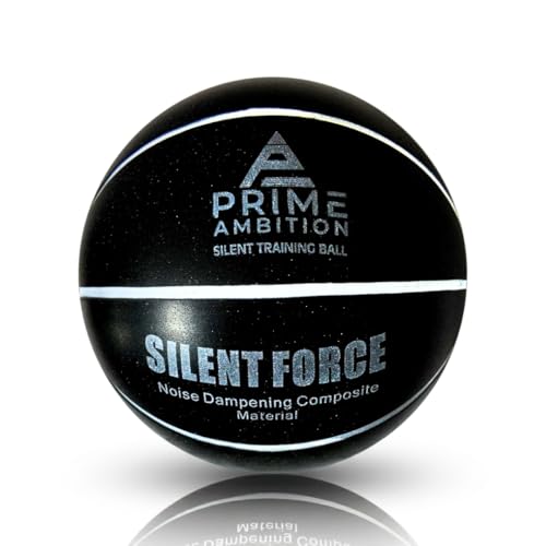 Silent Basketball Size 7 – Quiet Indoor Dribbling Airless Training Ball – Noiseless PU Foam Practice Basketball for Apartments, Homes, Skills Training & Late-Night Drills (29.5”) - color: Black