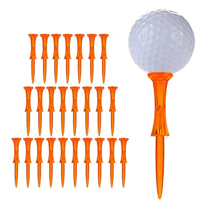 Golf Tees 3-1/4’’ 50 Count Plastic Golf Tees Reduced Friction & Side Spin Professional Unbreakable Golf Tees Durability and Stability Golf Tee - color: Orange