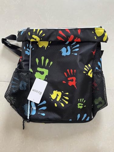 Hand Print Drawstring Backpack Gym Bag With Shoe Compartment String Bag Sport Beach Swimming Sackpack For Women Men - color: Hand Print
