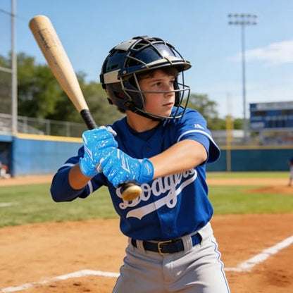 Youth Baseball Batting Gloves, Super Grip Kids Teeball & Softball Gloves for Boys & Girls - color: Blue/White, size: Youth XS/S(5.5in-6in)