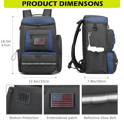 HAMBOLY Pickleball Bag for Men & Women, Large Pickleball Backpack with Shoes Compartment and Cooler, Fence Hook Design - color: Dark Grey + Blue