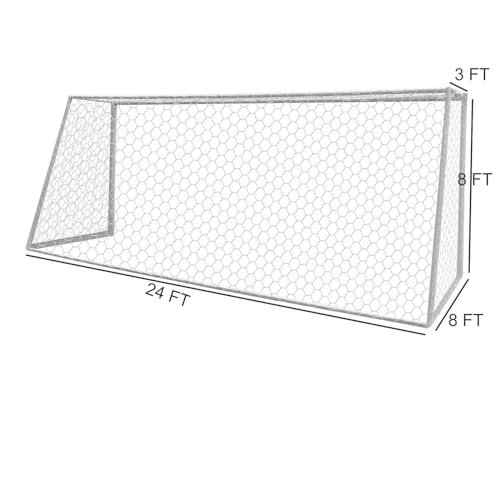 Full Size Soccer Goal Net Replacement 24x8FT / 18.5x6.5FT Soccer Goal Net [4mm Nylon, 4.7" Hexagonal] Goal Post Netting Hexagon Full Size Training Nets White