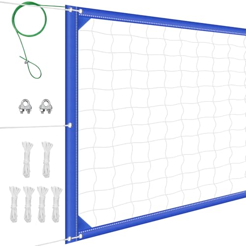 Professional Volleyball net Outdoor Heavy Duty, Lengthened Aircraft Wire Rope, Upgraded Weather Resistance, Thicker Border for Indoor Outdoor Backyard Pool Schoolyard Beach 32x3FT(Net Only)