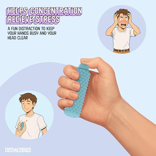 Distractibles Spike Roller Clicker, Tactile Pain Stim Fidget with Clicker Switch, Pain Stimulation Roller with Lanyard (Blue) - color: Blue