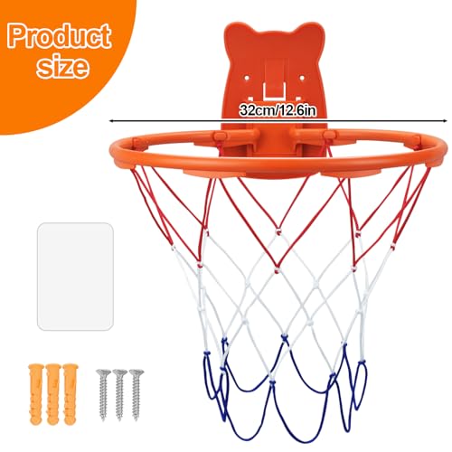 Silent Basketball Hoop Indoor, 13" Wall Mount Ball Hoop for Door, Mounted Quiet Practice for Shooting