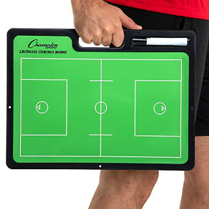 Champion Sports Large & XL Dry Erase Board For Coaching - Whiteboards for Strategizing, Techniques, Plays - 2-Sided Boards with Front Side Full Field - Backside Half Field and Lineup - color: Lacrosse, style: XL Coaches Board