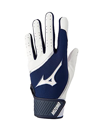 Mizuno MVP Adult Baseball Batting Gloves | Pair | Adult, Youth, and TBall | Nonslip Palm | FlexMesh Back | QuikAdjust Wrist Tab - color: White/Navy, size: X-Small, style: MVP Youth Baseball Batting Glove