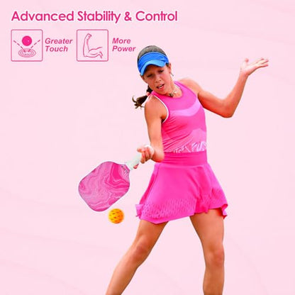 Composite Pickleball Paddle with Cover for Women, Graphite Carbon Fiber Polypropylene Honeycomb Core Pickleball Racquet Gift for Mother Wife Grandmother Girlfriend