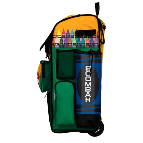 Boombah Rolling Superpack Baseball/Softball Gear Bag - Telescopic Handle - Holds 4 Bats - Wheeled Version - Crayons Multi
