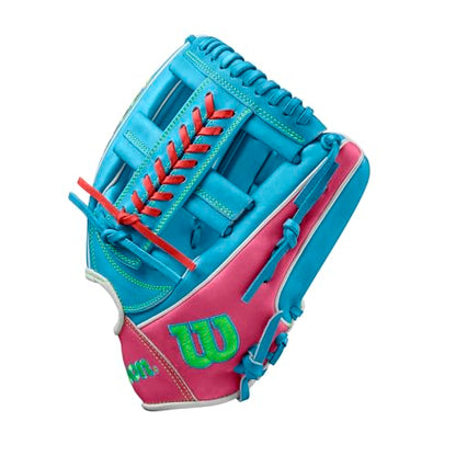 Wilson Fall 2024 A2000® Baseball Gloves - color: Sky Blue/Flamingo, size: Infield - 11.75"