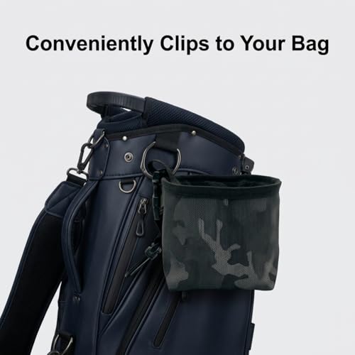 Golf Club & Ball Cleaner Bag, Portable Golf Club Cleaning Pouch with Waterproof Liner & Clip, Reusable Golf Cleaning Accessory for Golf Bags