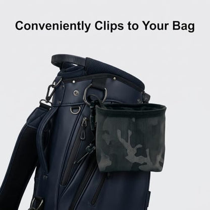 Golf Club & Ball Cleaner Bag, Portable Golf Club Cleaning Pouch with Waterproof Liner & Clip, Reusable Golf Cleaning Accessory for Golf Bags