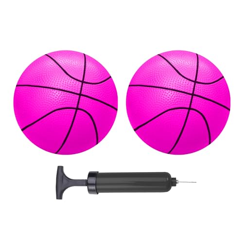 ABAJI Mini Basketballs Pink 2 PCS 5" Set with Random Color Pump Needle Durable Material for Mini Hoop Toddlers Kids Teenagers for Pool Indoors Outdoors - color: Pink