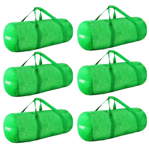Green Heavy-Duty Large Mesh Sports Duffle Bag, Dry Bag, Diving Equipment Scuba Bag with Zipper. Great for Gym Workout, Sport Balls Storage, Scuba Gear, Snorkeling, Water Sports and Travel - color: Green, style: 6-pack