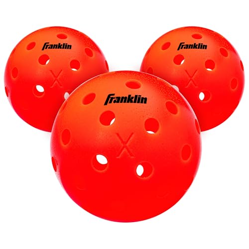 Franklin Sports X-40 Outdoor Pickleballs - Official Ball of USA Pickleball, APP Tour + US Open - Regulation Size - color: Ember, size: 3 Pack