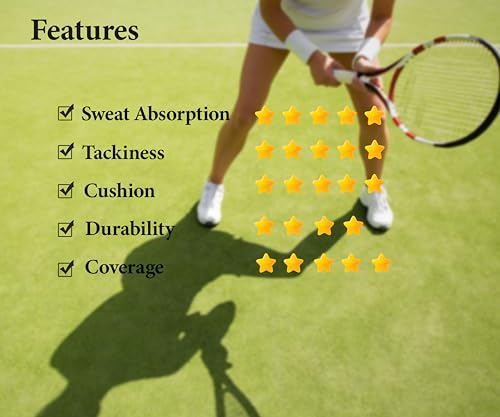 Tennis Racket Grip 6 Pack, Precut Anti Slip Tennis Overgrips Tape with Dry Feel, Sweat Absorption, Comfortable Handle Overgrip Grip Wrap for Tennis/Badminton/Pickleball