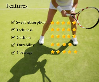 Tennis Racket Grip 6 Pack, Precut Anti Slip Tennis Overgrips Tape with Dry Feel, Sweat Absorption, Comfortable Handle Overgrip Grip Wrap for Tennis/Badminton/Pickleball