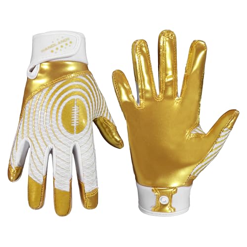 HANDLANDY Youth Football Gloves, Kids Sticky Receiver Gloves,Super Grip Football Glove Best Gift for Boys,Girls - color: Gold, size: X-Small-Youth