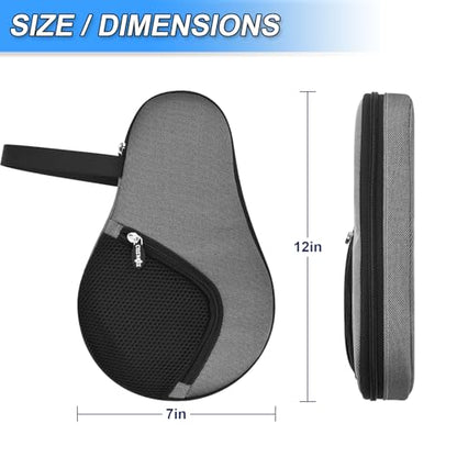 Cosmos Table Tennis Paddle Bag Paddles Case Cover Waterproof Ping Pong Racket Bat Storage Case Holder with Ping Pong Ball Mesh Storage Pocket Organizer, Fits 2 Paddles - color: Gray