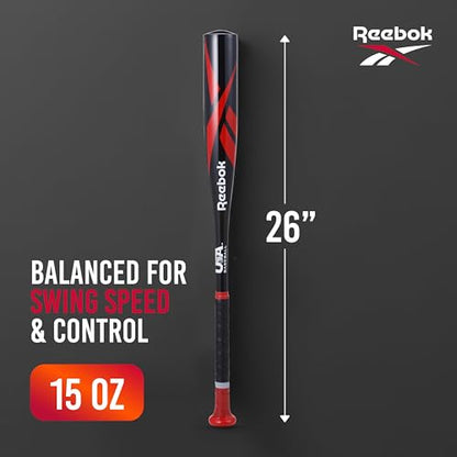 Reebok - T Ball Bat, 26-Inch Aluminum Bat for Kids & Youth, Baseball Bat for Practice, Training, and Beginners (Black) - color: Black