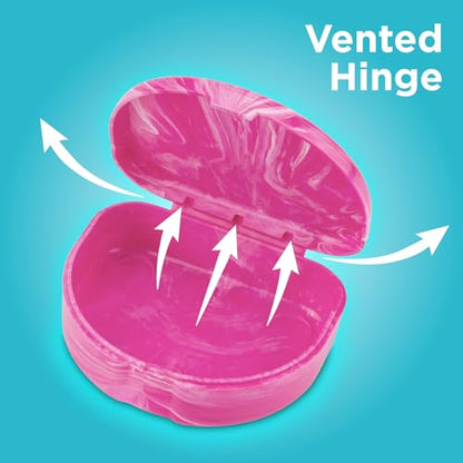 Practicon Marble Retainer Cases, Orthodontic Aligner Case, Mouth Guard Holder (3 Pack) (Pink) - color: Pink