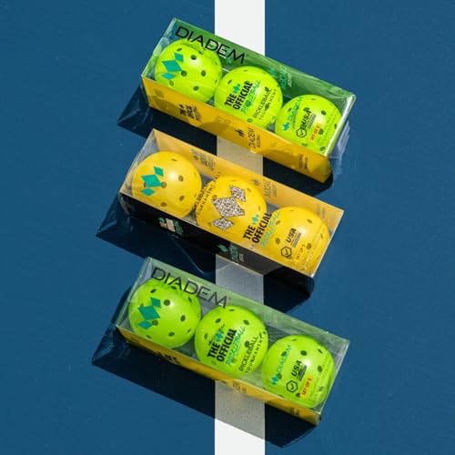 Diadem The Official Pickleball Balls | Fast and Durable Crack-Resistant Seamless, Outdoor, USAPA Approved for Tournament Play (Yellow, 3 Pack)