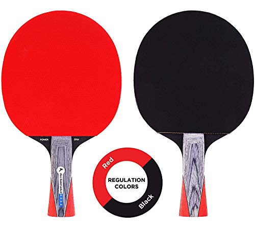 Ping Pong Paddle with Killer Spin + Case for Free - Professional Table Tennis Racket for Beginner and Advanced Players - Improve Your Ping Pong Skills with JT Ping Pong Paddle Set - color: Dark red
