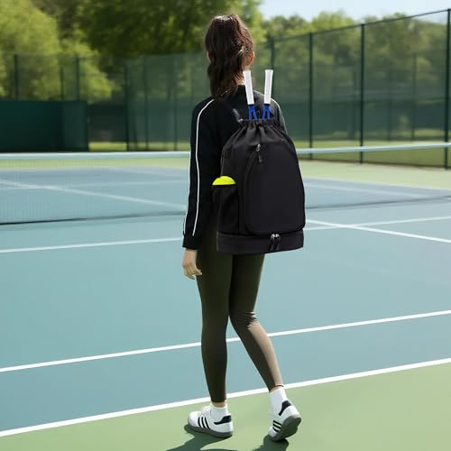GQIIRL Tennis Bag for Women Men - Water Resistant Tennis Backpack to Hold 2 Rackets with Shoe Compartment, Lightweight Pickleball Paddles Badminton Squash Racquet Bags for Youth Girls Teenager