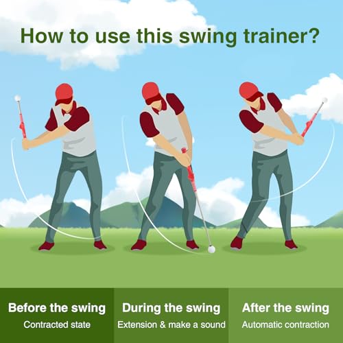 Retractable Golf Swing Trainer, Portable Grip Trainer and Training Auxiliary Elastic Band for Beginners, Indoor & Outdoor Practice(Black)