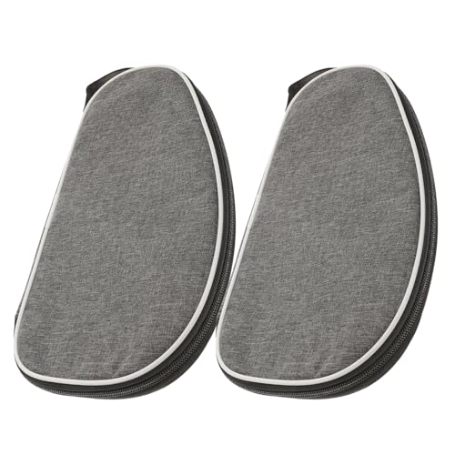 Wakauto Table Tennis Paddle Bag 2pcs Set Gray Shell Hard Protective Case with Ball Storage Pocket Portable Sports Handbag for Paddle and Racket Carrying