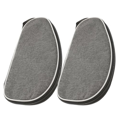 Wakauto Table Tennis Paddle Bag 2pcs Set Gray Shell Hard Protective Case with Ball Storage Pocket Portable Sports Handbag for Paddle and Racket Carrying