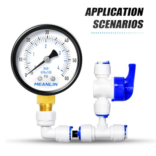 0-60Psi 2" DIAL FACE 1/8" NPT Well Pump Pressure Gauge, with 1/4" NPT and 3/8" NPT Hex Bushing, 3-2-3% Accuracy, Center Back Mount - size: 0-60Psi, style: 1/8"NPT Back Mount