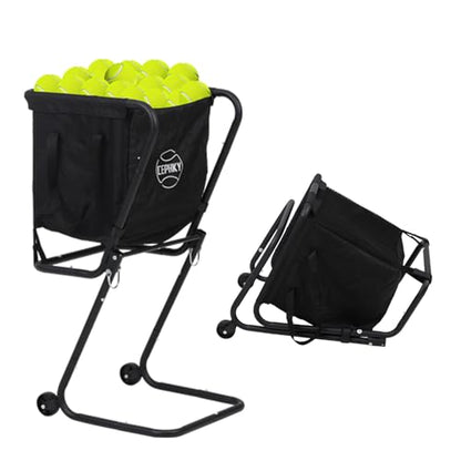 Portable Tennis Ball Hopper with Wheels, Foldable Ball Caddy Holder for Baseball, Pickleball, Softball and Tennis Balls, Large Capacity Basket for Easy Storage & Transport, Holds 100-150 Balls