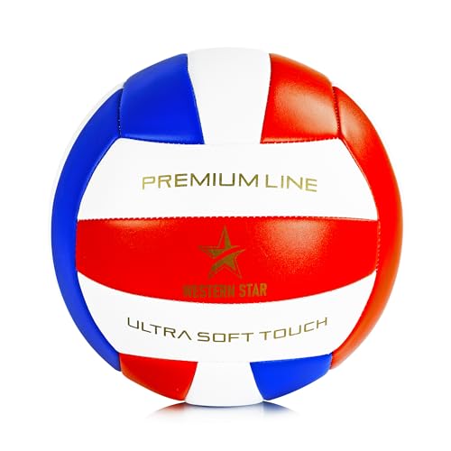Western Star Indoor Volleyball - Official Size - Soft-Touch Volleyball - Indoor Volleyball - Premium and Durable Design - color: Blue and Grey
