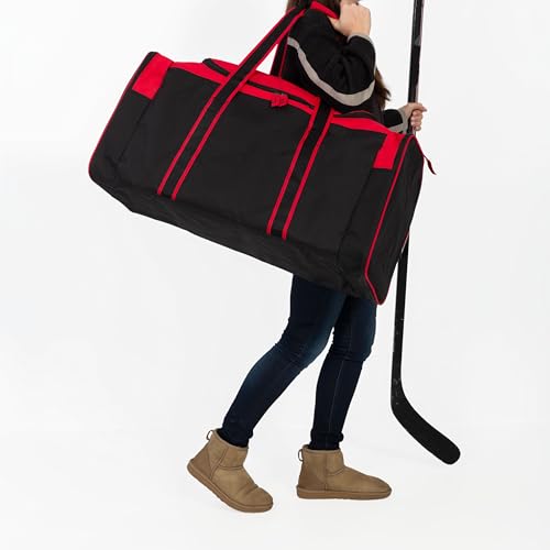 Jetstream Heavy Duty Multi Pocket Durable Sports Gym Equipment Travel Duffel Bag - color: L 32" Red, size: 32IN