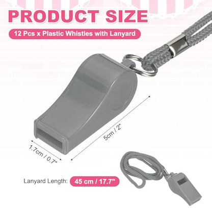 Whistles with Lanyard, Training Sports -Fitting for (Coaches/Referee/Outsides/Team Events) - color: Gray