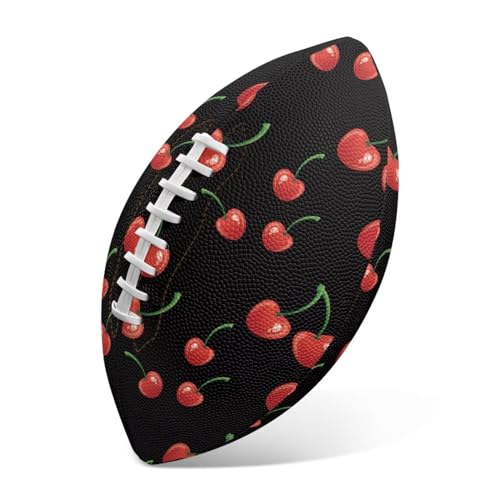 SYtrade Recreational Football Game Footballs PU Composite Leather Footballs for Training Indoor Outdoor - color: Red Cherry Black