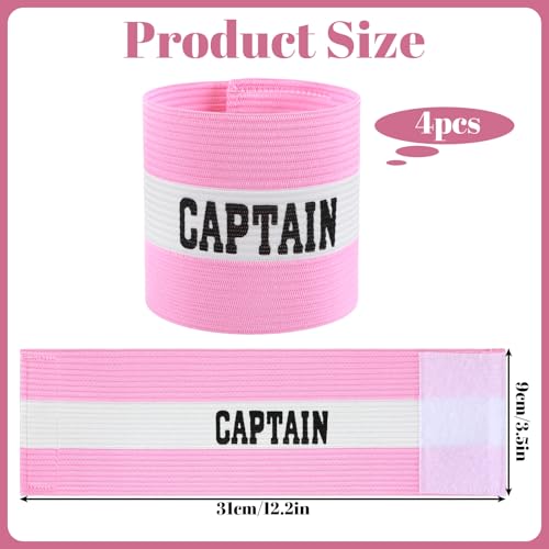 4Pcs Captain Armbands, Captain Arm Bands, Black Adjustable Soccer Captains Armband, Football Rugby Basketball Player Band for Adult Youth Soccer Volleyball Team - color: Pink